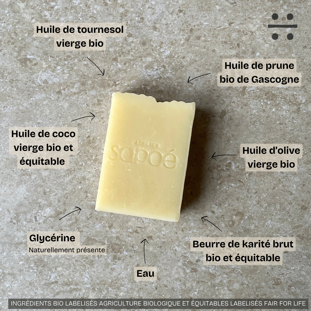 Savon à l'huile d'amandon de prune bio de Gascogne