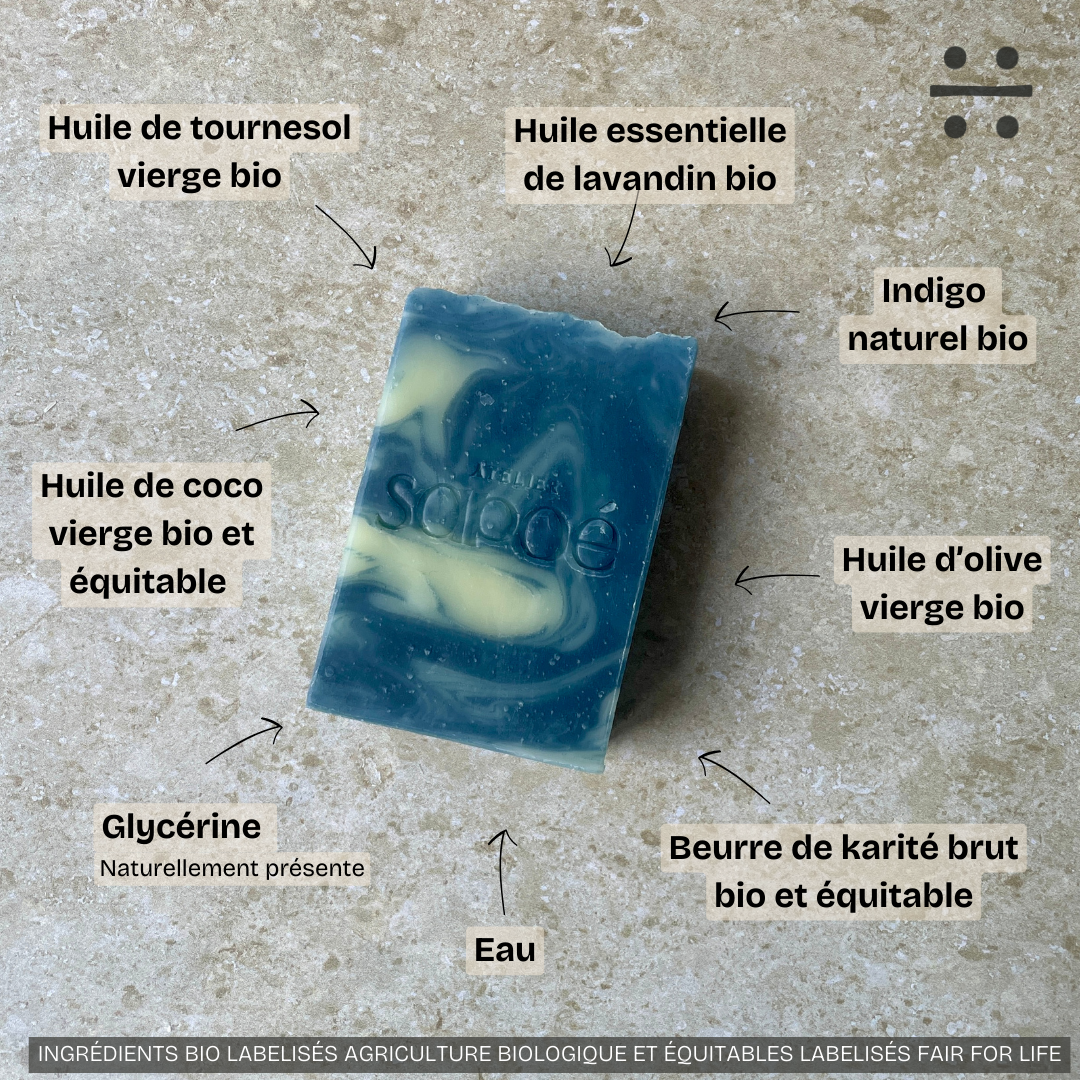 Savon au lavandin et à l'indigo de Provence bio