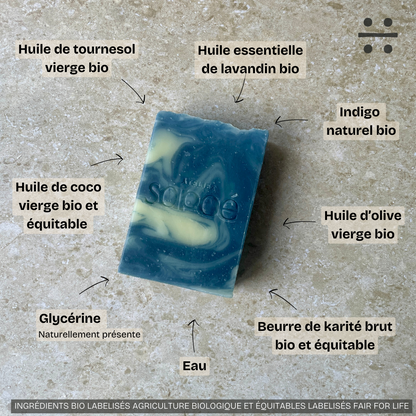 Savon au lavandin et à l'indigo de Provence bio